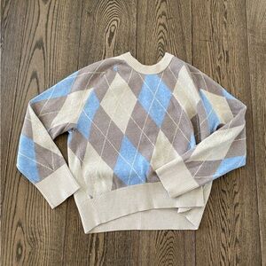 Abercrombie & Fitch argyle Madeline Beige and Blue Knit Sweater